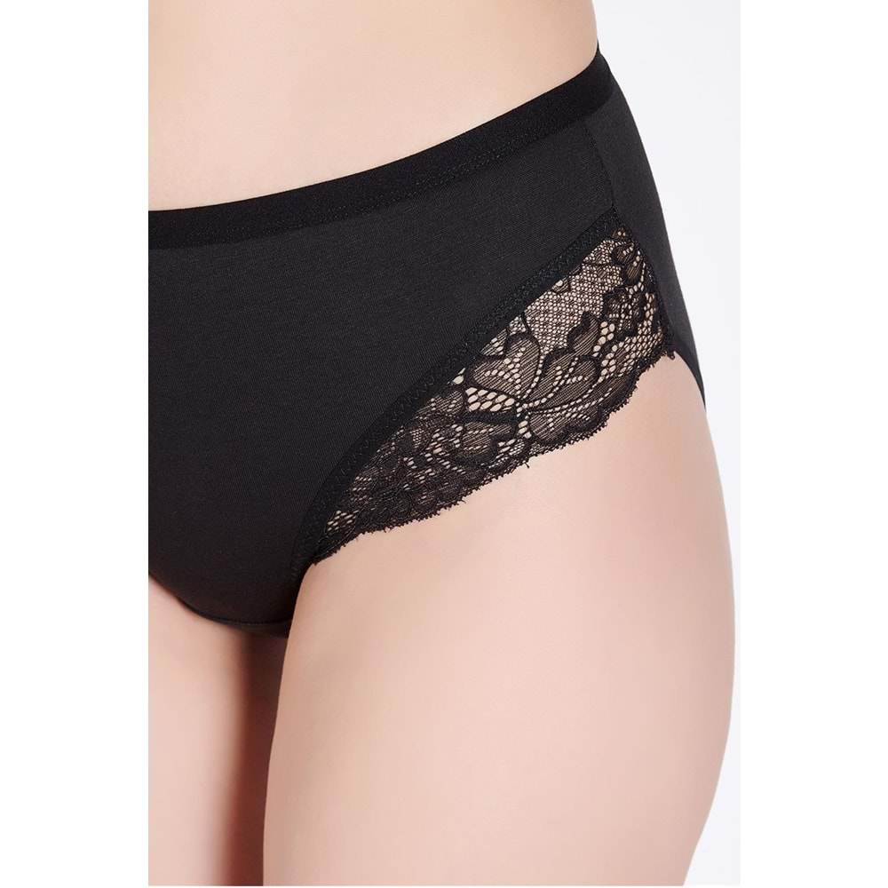 Belinay 0120 Dantelli Modal Bayan Külot Siyah XL