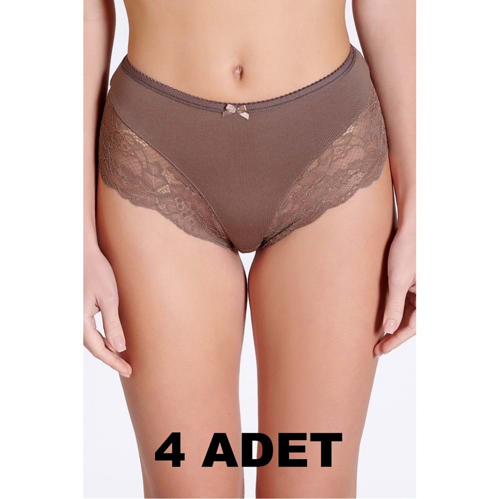 Belinay 4 Adet 0123 Dantel Detaylı Modal Kadın Külot Vizon M