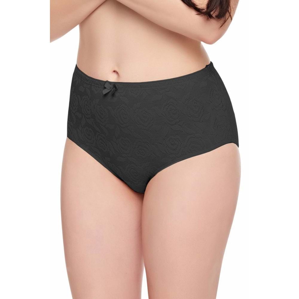 Belinay 0299 Çiçek Dokulu Bayan Külot Siyah XXL