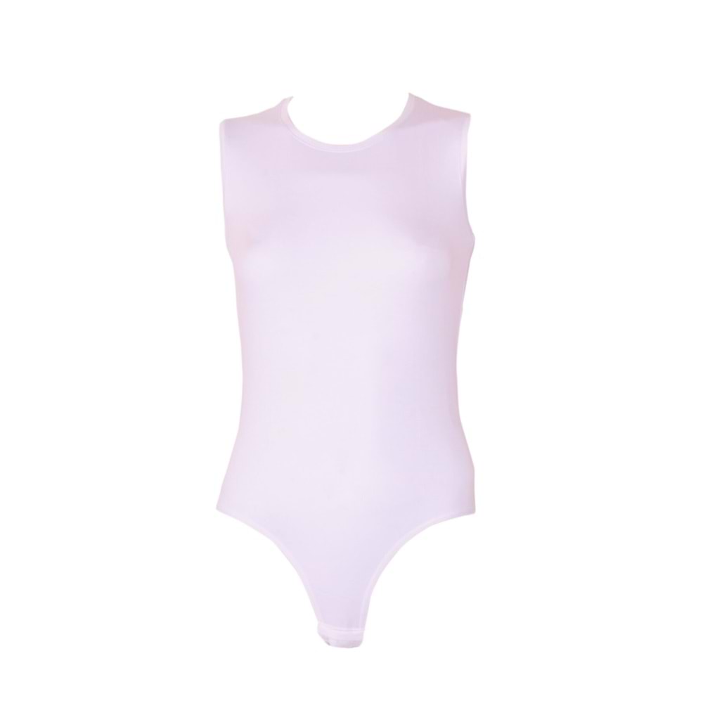 Belinay 0816 Sıfır Kol Bayan Çıtçıtlı Body Beyaz S