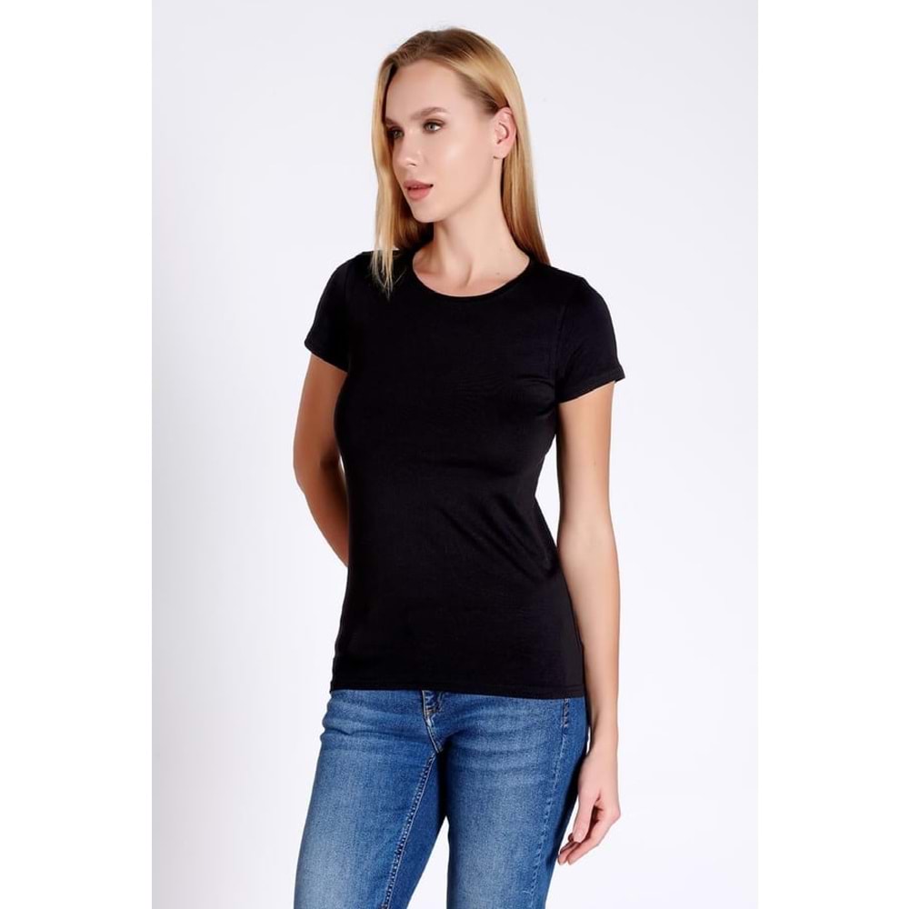 Belinay 0884 Kadın Modal Kısa Kollu Body Siyah XXL