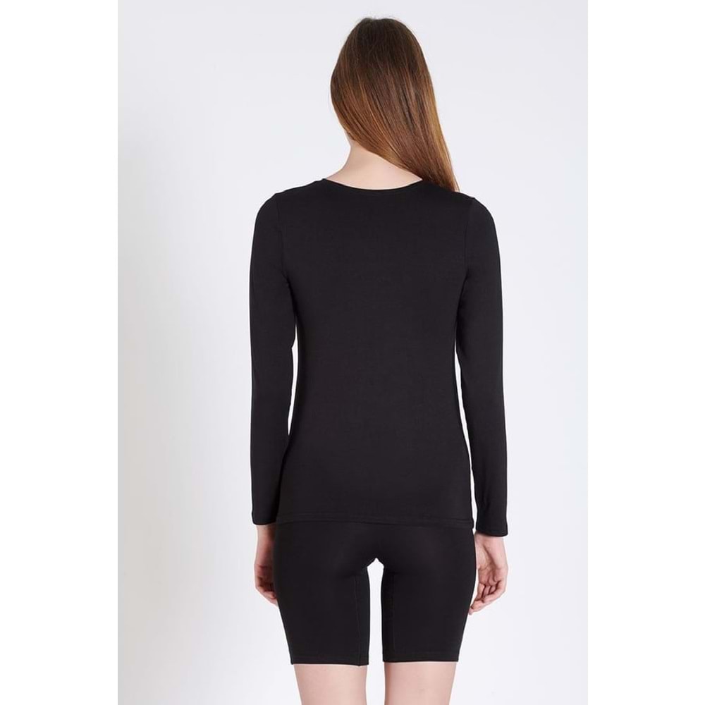 Belinay 0902 Kadın Modal Uzun Kollu Body Siyah L