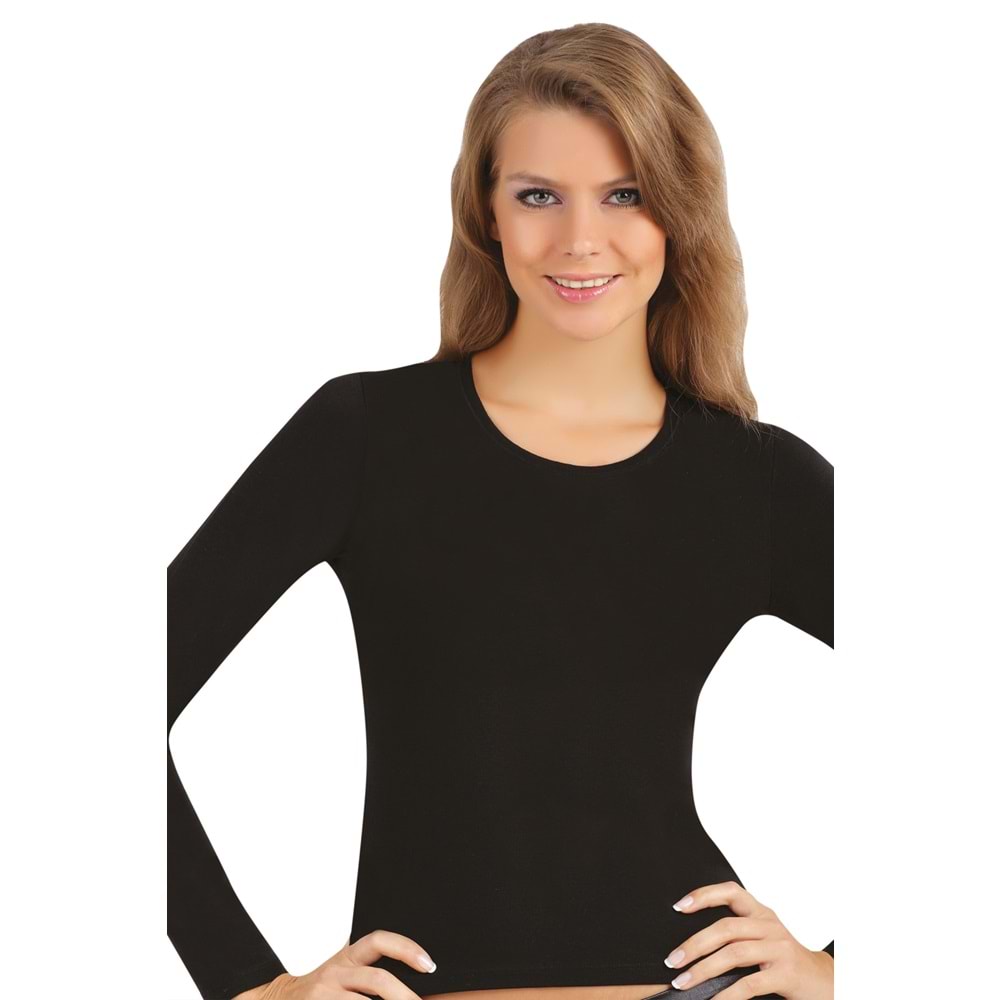 Belinay 0902 Modal Uzun Kollu Bayan Atlet Siyah XXL