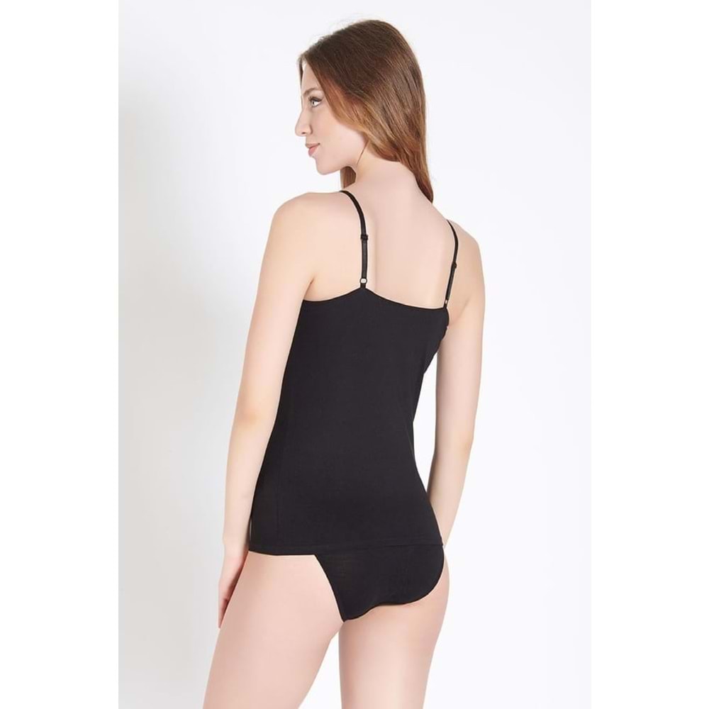 Belinay 1063 Kadın İp Askılı Atlet Siyah XL