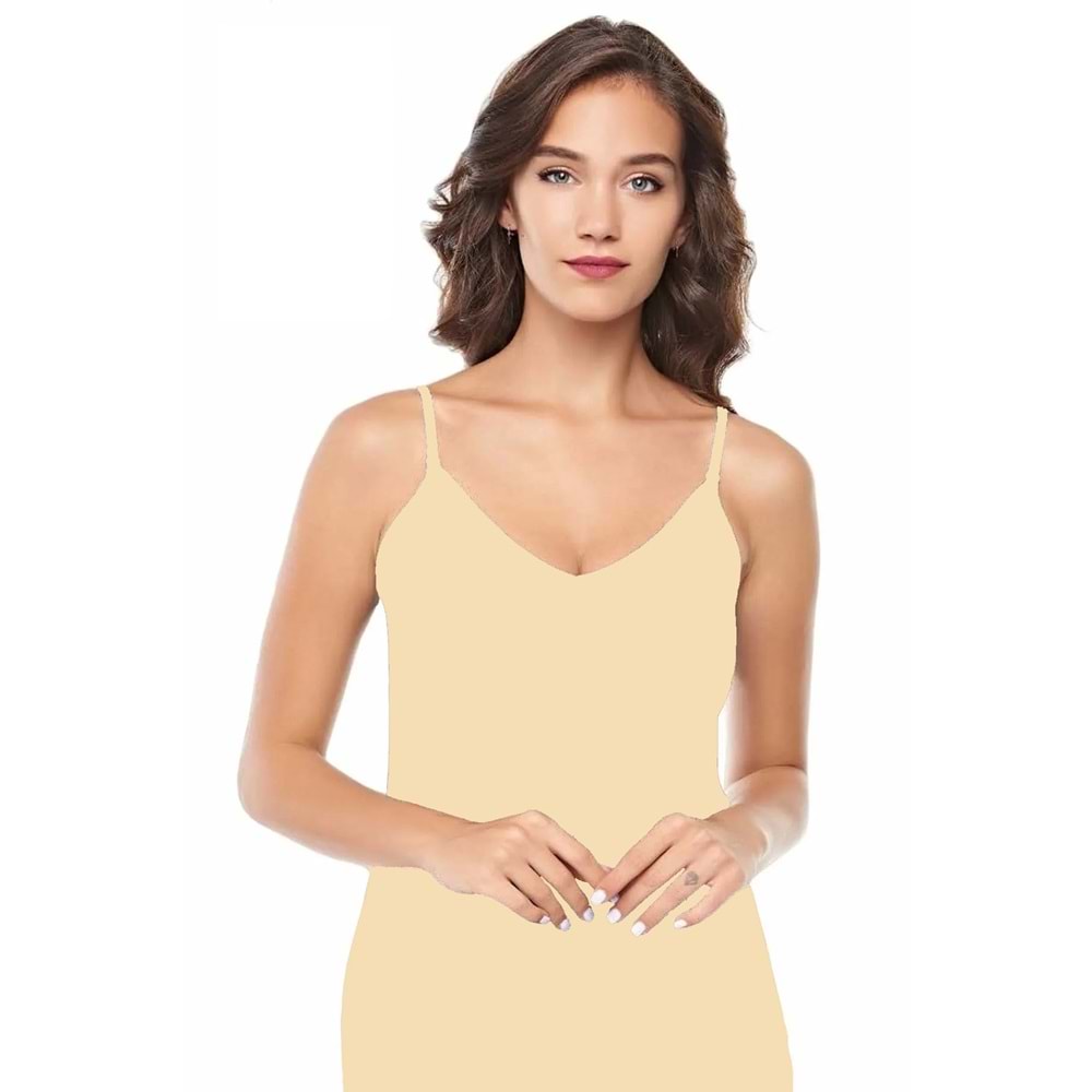 Belinay 1063 Kadın İp Askılı Atlet Ten XL