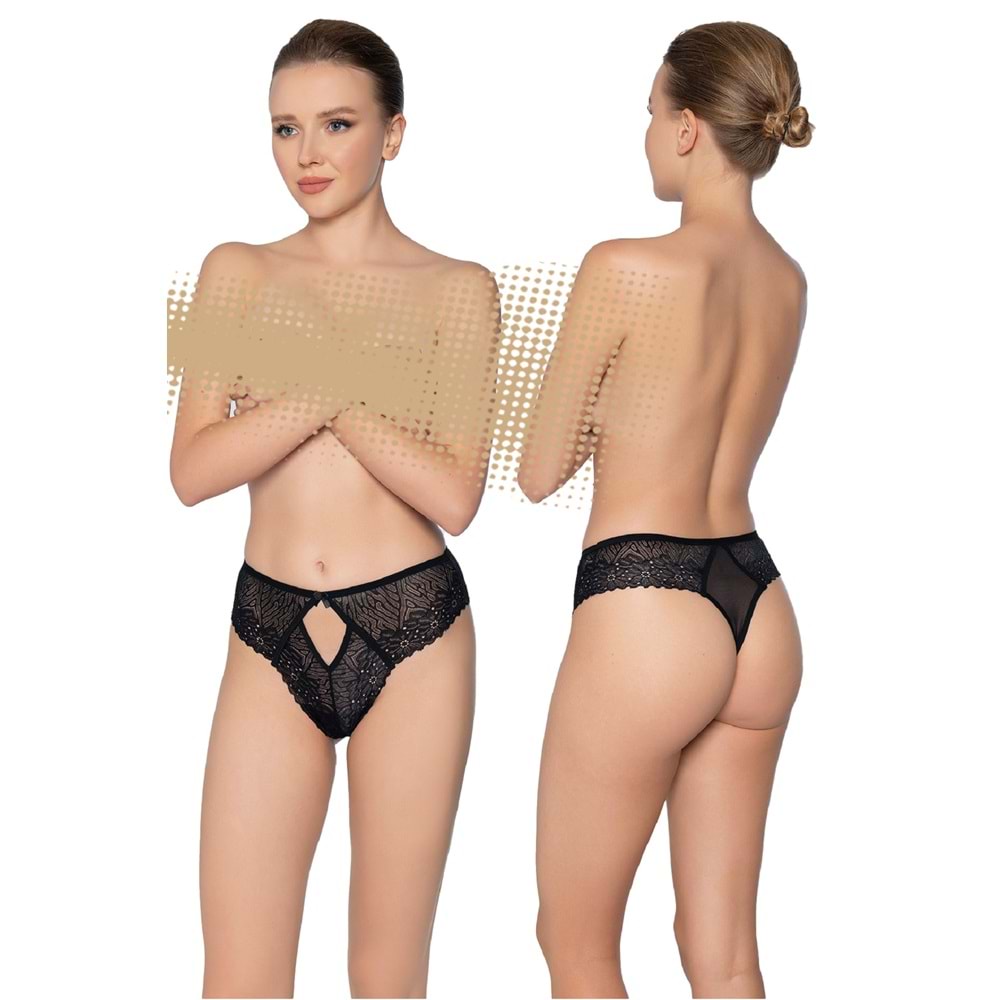 Belinay 2035 Kadın Dantelli Külot Siyah M