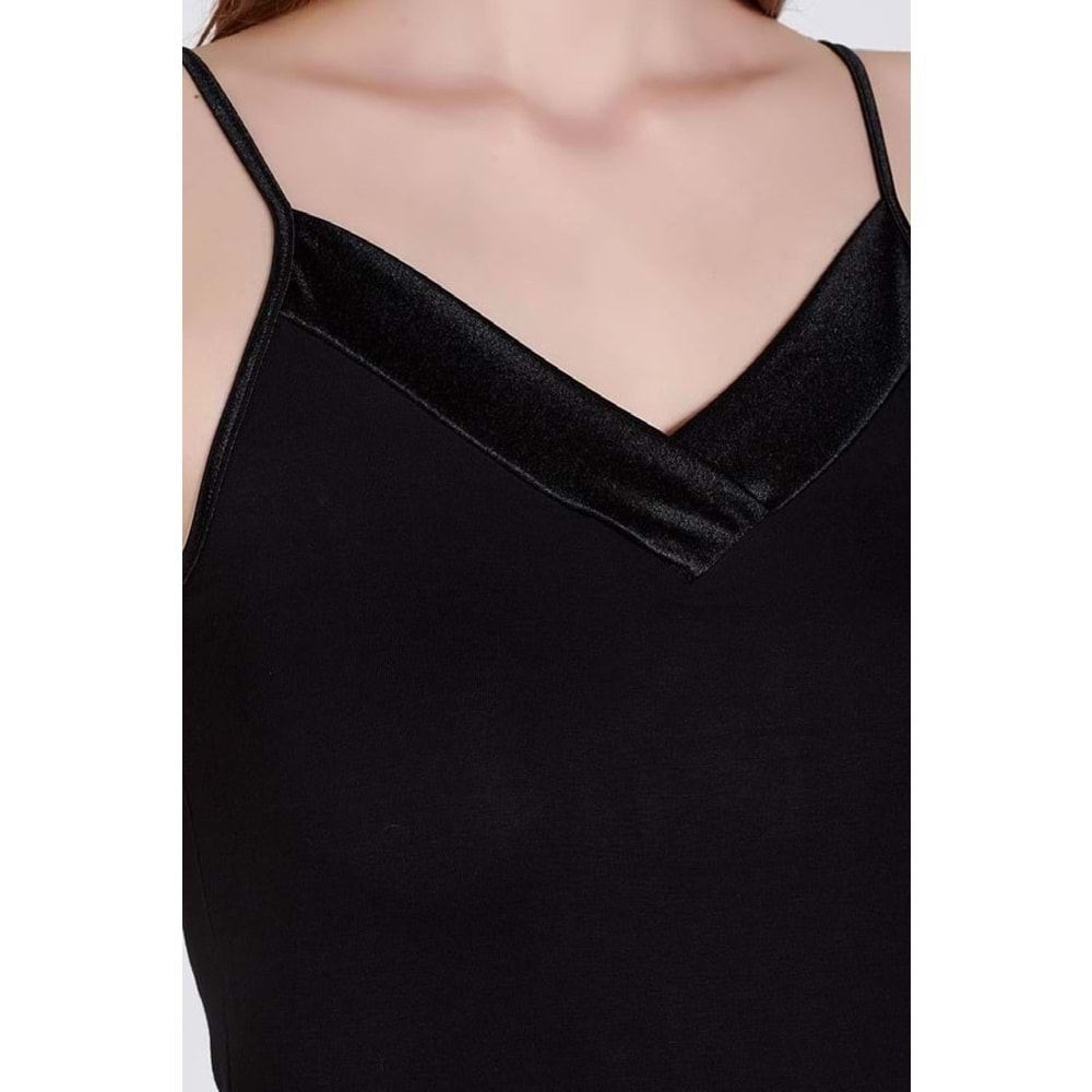 Belinay 6011 Kadın İp Askılı Viscose Atlet Siyah XL