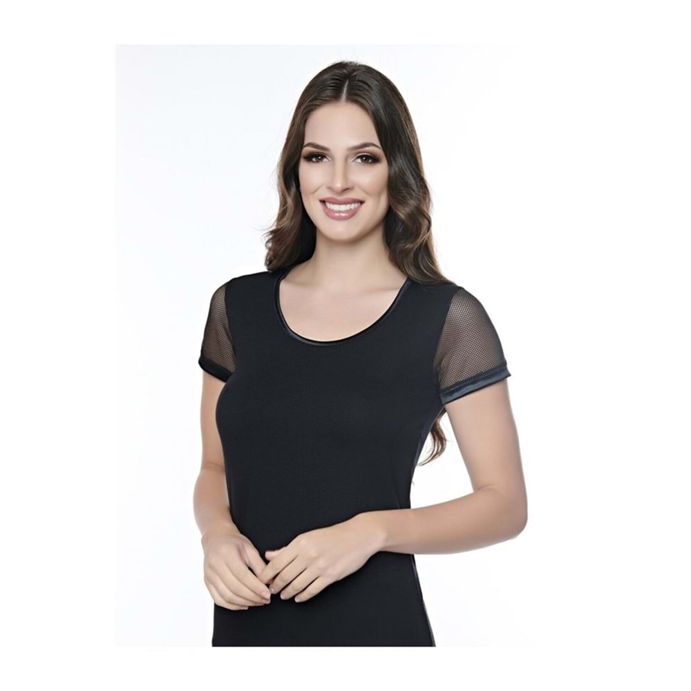 Belinay 8045 Kadın Kısa Kol Body Siyah L