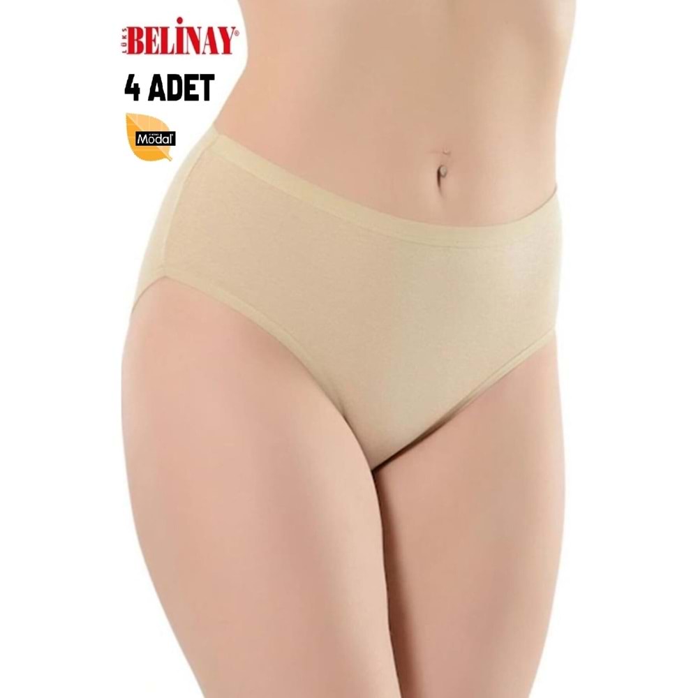 Belinay 4 Adet 069 Kadın Yüksek Bel Modal Külot Ten 2