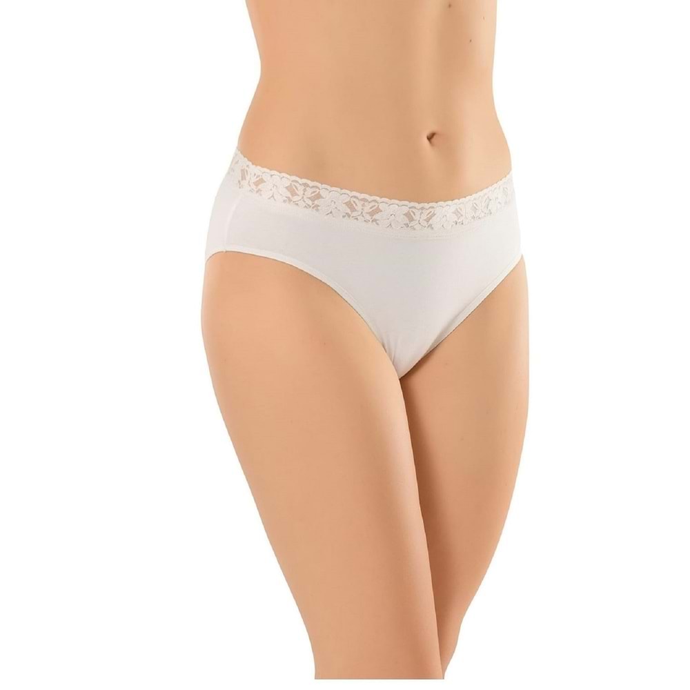 Belinay 6 Adet 04 Kadın Modal Beli Dantelli Külot Beyaz M