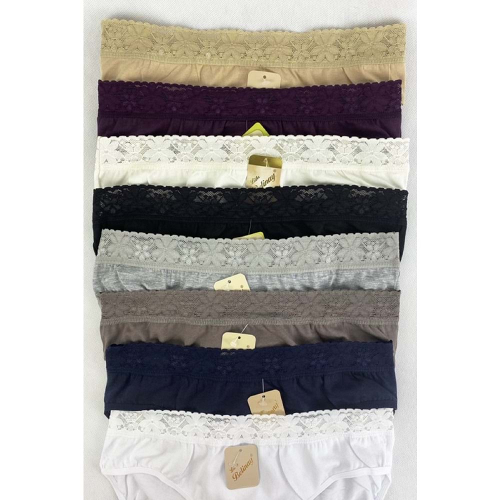 Belinay 6 Adet 04 Kadın Modal Beli Dantelli Külot Beyaz M