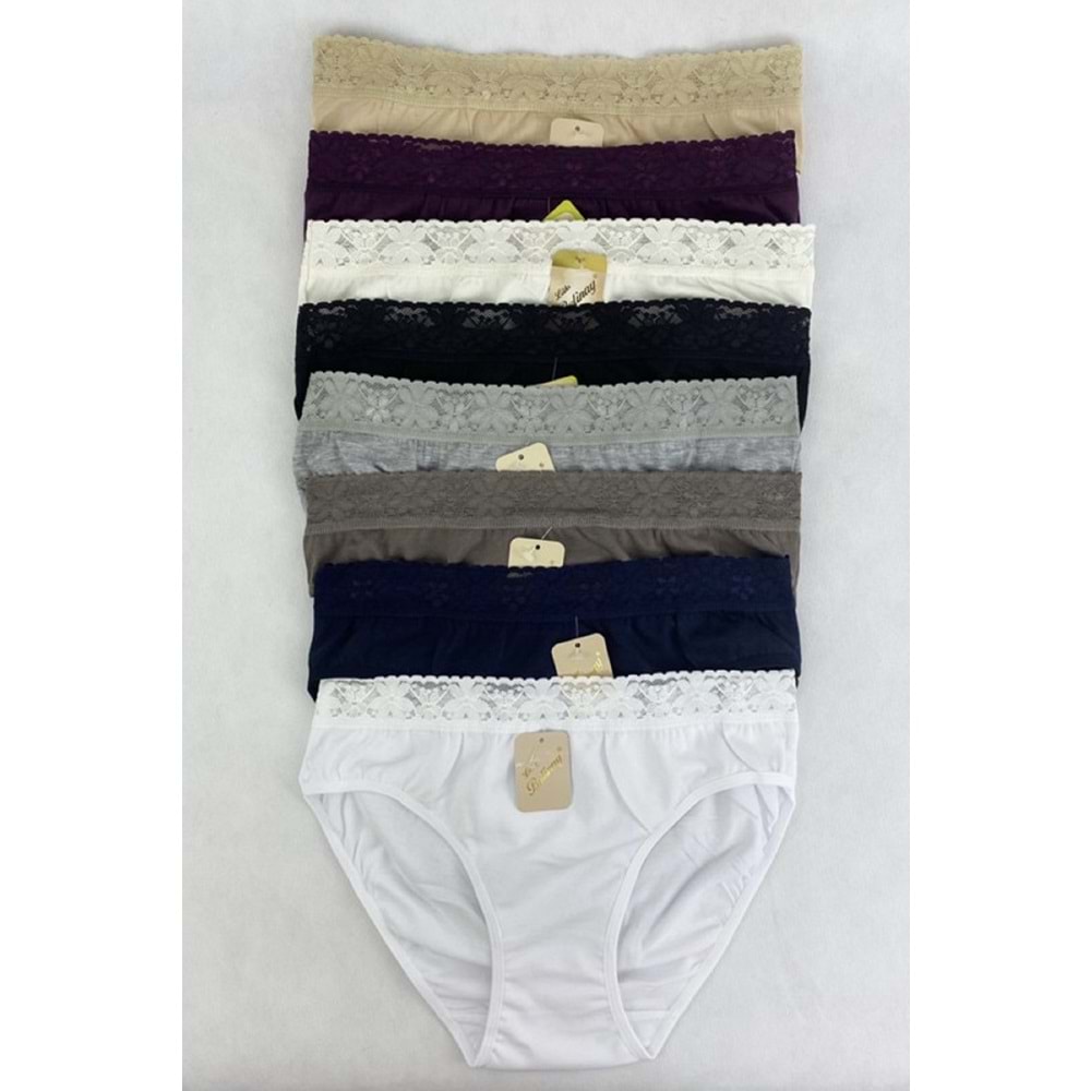 Belinay 6 Adet 04 Kadın Modal Beli Dantelli Külot Beyaz M