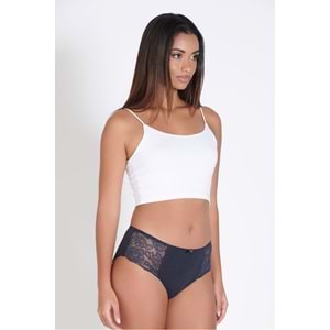 Belinay 4 Adet 0240 Yanları Dantelli Kadın Külot Lacivert M