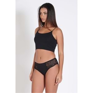 Belinay 1 Adet 0240 Kadın Yanları Dantelli Külot Siyah db3