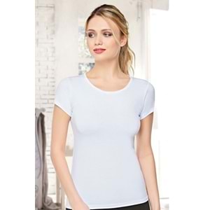 Belinay 0884 Modal Kısa Kollu Bayan Atlet Beyaz M