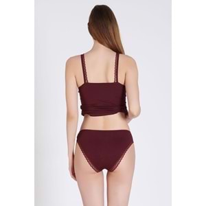 Belinay 1128 Dantelli Bayan Atlet Külot Takımı Bordo L
