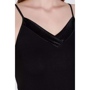 Belinay 6011 Kadın İp Askılı Viscose Atlet Siyah XL