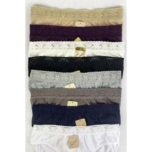 Belinay 6 Adet 04 Kadın Modal Beli Dantelli Külot Beyaz M