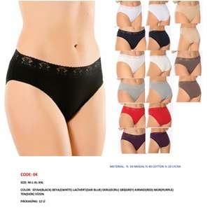 Belinay 6 Adet 04 Kadın Modal Beli Dantelli Külot Beyaz XL