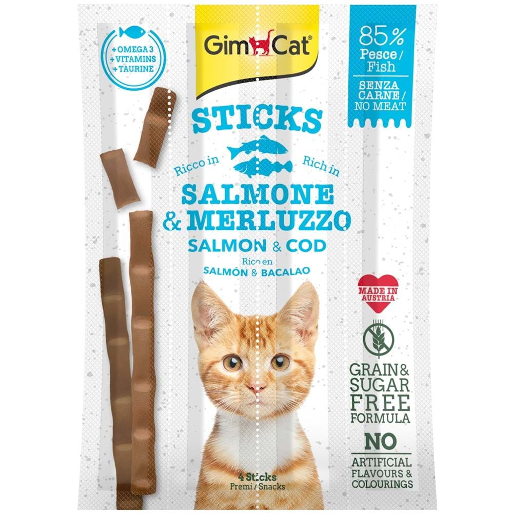 Gimcat Sticks Somon Atlantic Morina Etli Kedi Ödül Çubukları 4 'lü 20gr.