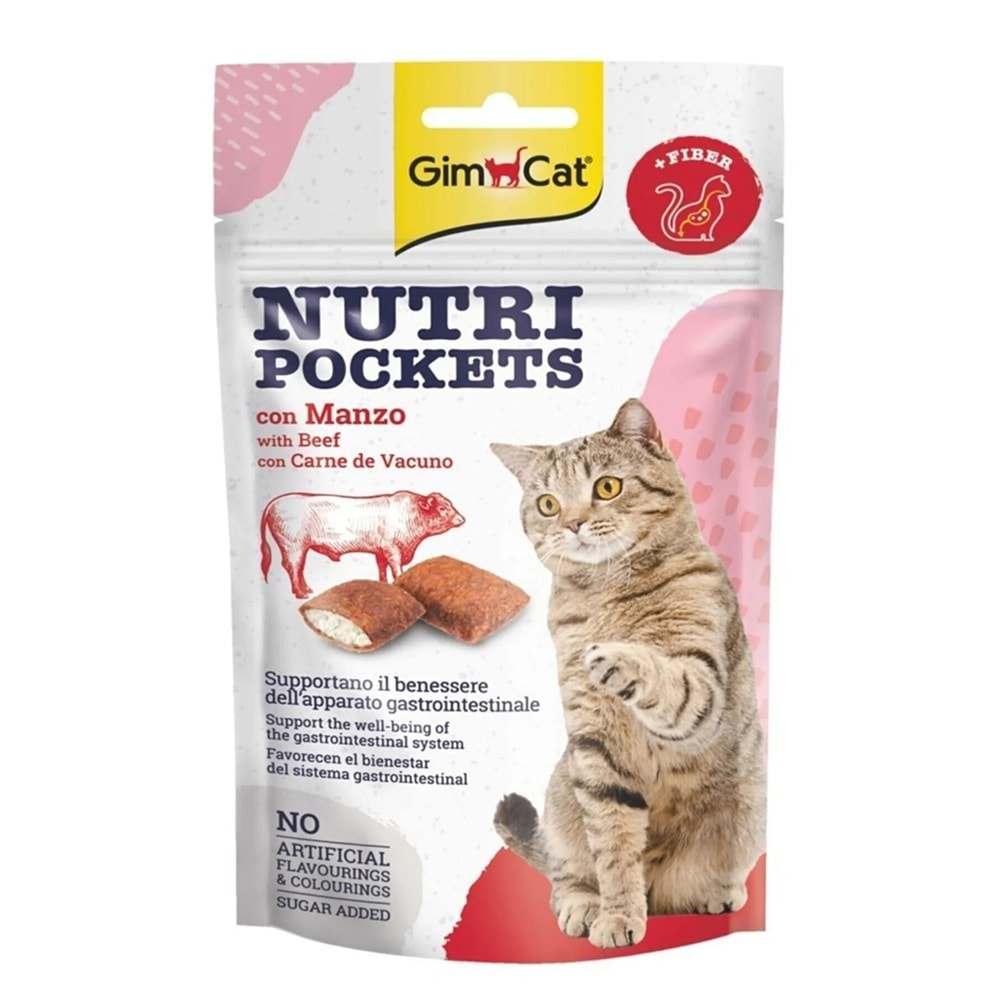 GimCat Nutripockets Kedi Ödülü Biftek Malt 60Gr (1 Adet)