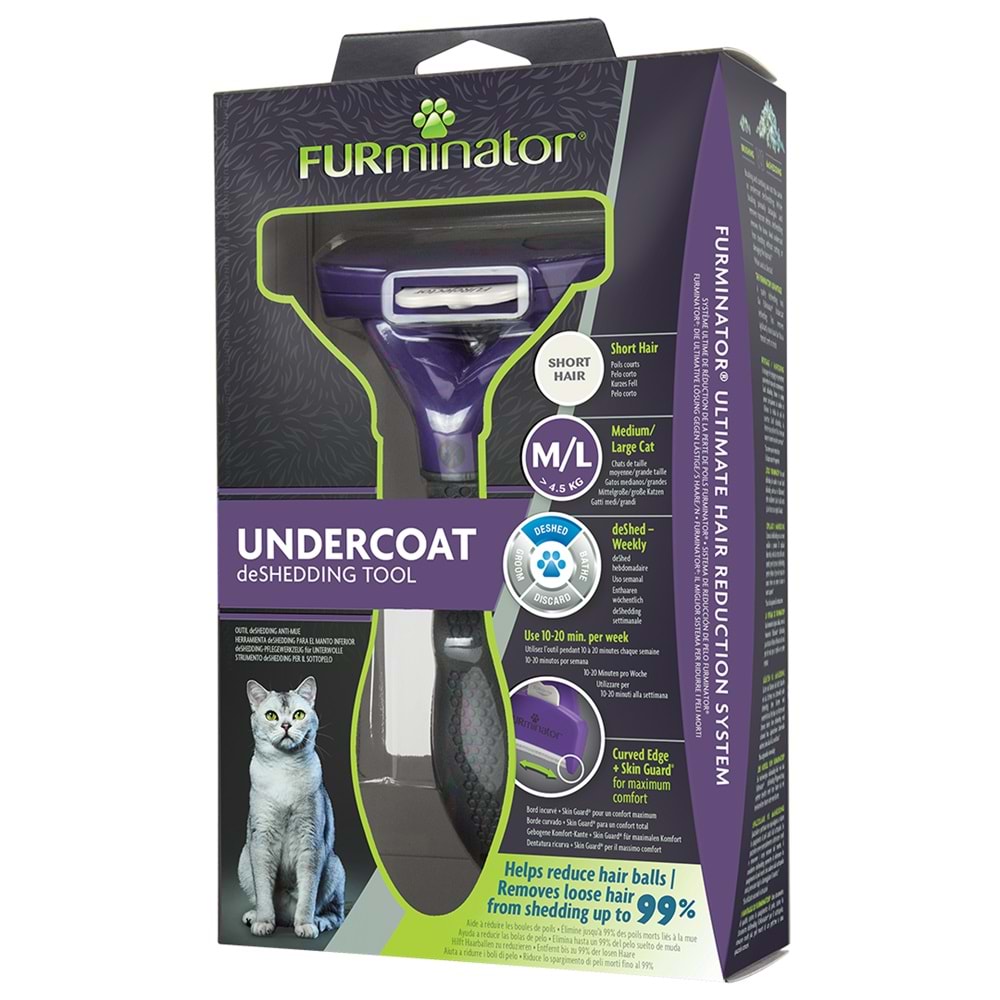 Furminator Kedi Tarağı - Kısa Tüylü Kediler için - L