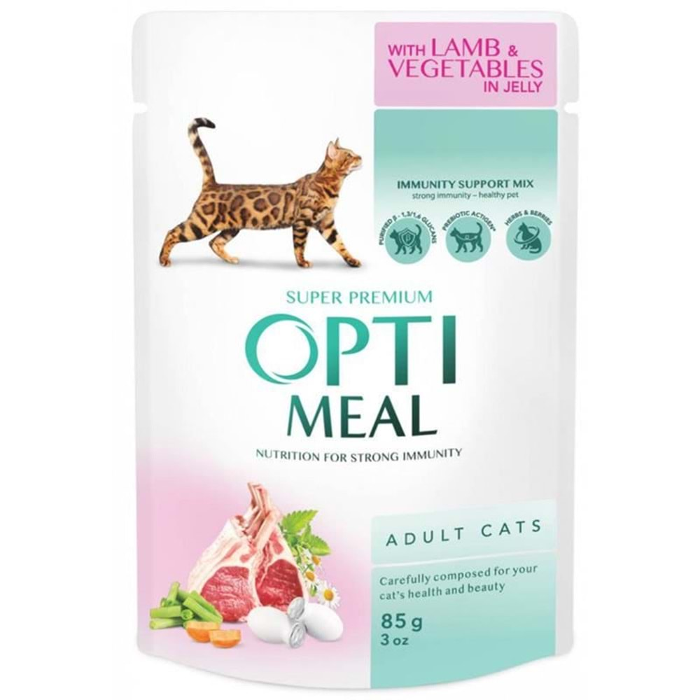 Optimeal Kuzu Etli Sebzeli Jöle Yaş Kedi Maması 85 Gr*12