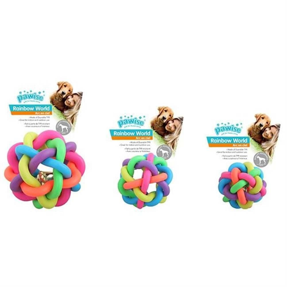 Pawise Köpek Oyuncağı Rainbow World Örgü Top 6,5 cm.(S)