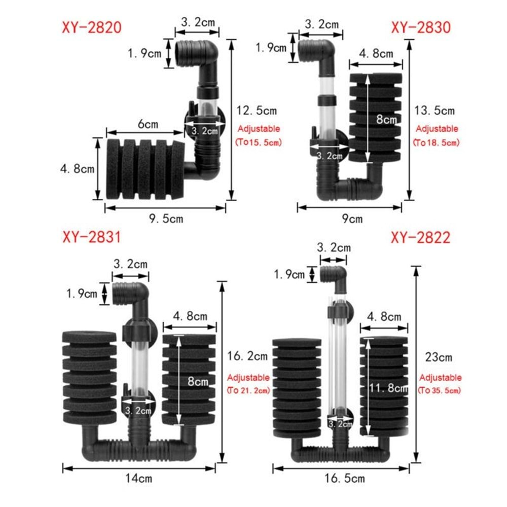 Xinyou XY-2831 Biyolojik Süngerli Havalı Çiftli Pipo Filtre (Vantuzlu)