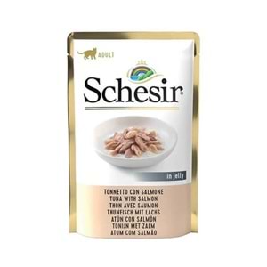 Schesir Jelly Ton Balıklı ve Somonlu Jöle İçinde Yet. Kedi Pouch 85gr.
