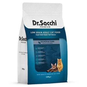 Dr.Sacchi Premium Somonlu ve Ton Balıklı Düşük Tahıllı Yetişkin Kedi Maması 1,5 kg