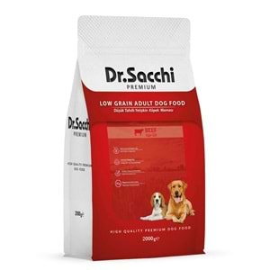 Dr.Sacchi Premium Sığır Etli Düşük Tahıllı Yetişkin Köpek Maması 2 Kg