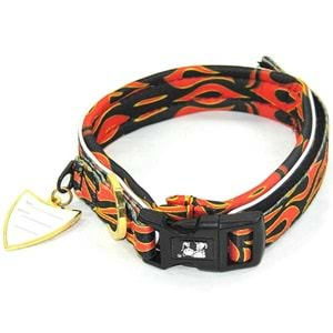 Köpek Boyun Tasması 1004-C2S Neoprene Alevli Desen 1,6 cm.x30-37 cm.