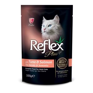 Reflex Plus Pouch Tuna-Somon Yaş Kedi Maması Jöleli Et Parçacıklı 100 Gr.