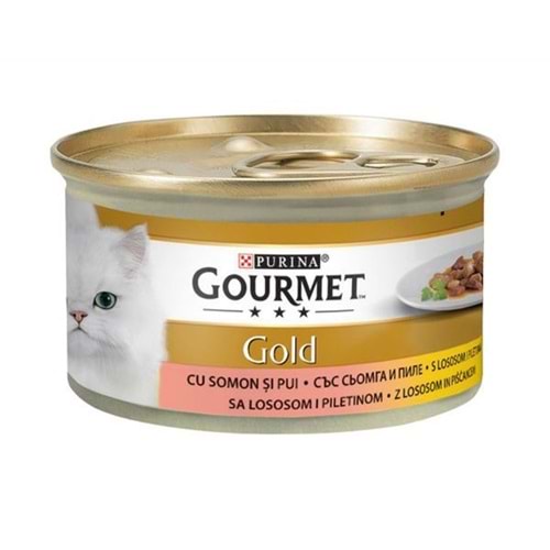 Gourmet Gold P. Et Soslu Somon Tavuklu Kedi Konservesi 85 gr. 6 Ad.