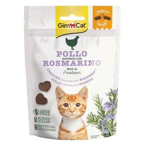 Gimcat Crunchy Snacks Chicken & Rosmery Tahılsız Kedi Ödülü 50 gr