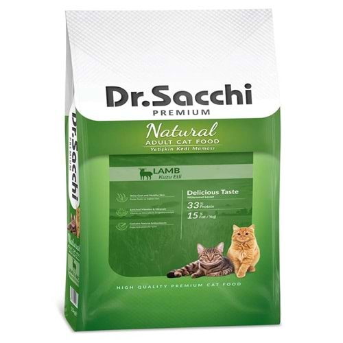 Dr.Sacchi Premium Kuzu Etli Düşük Tahıllı Yetişkin Kedi Maması 1,5 kg