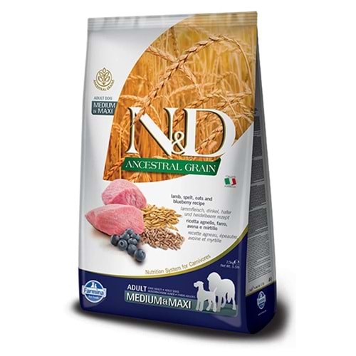 ND Düşük Tahıllı Kuzu/Yaban Mersinli Medium Maxi Köpek Maması 12 Kg.