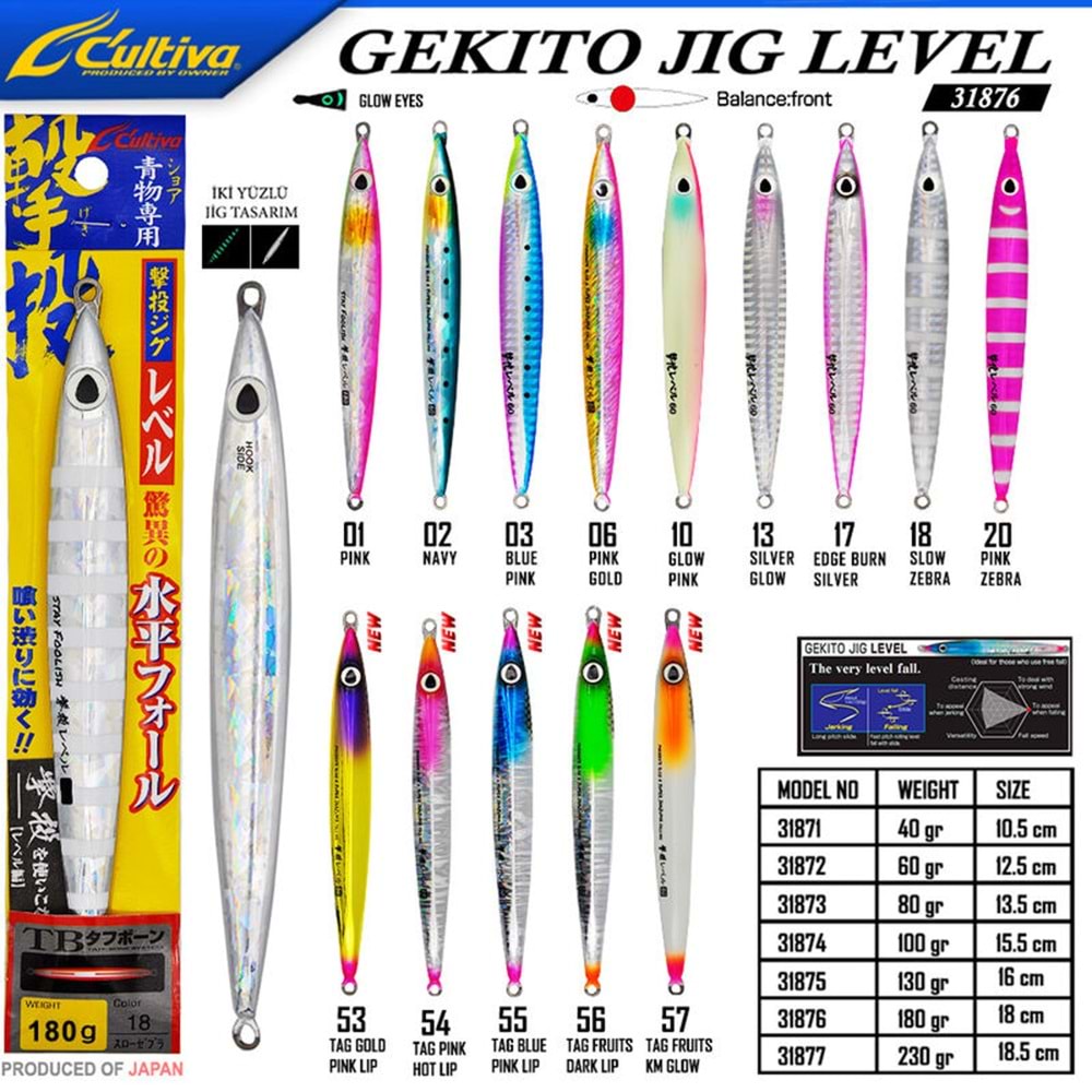 Cultiva 31876 Gekito Jig Level 180g 18.0cm - 53