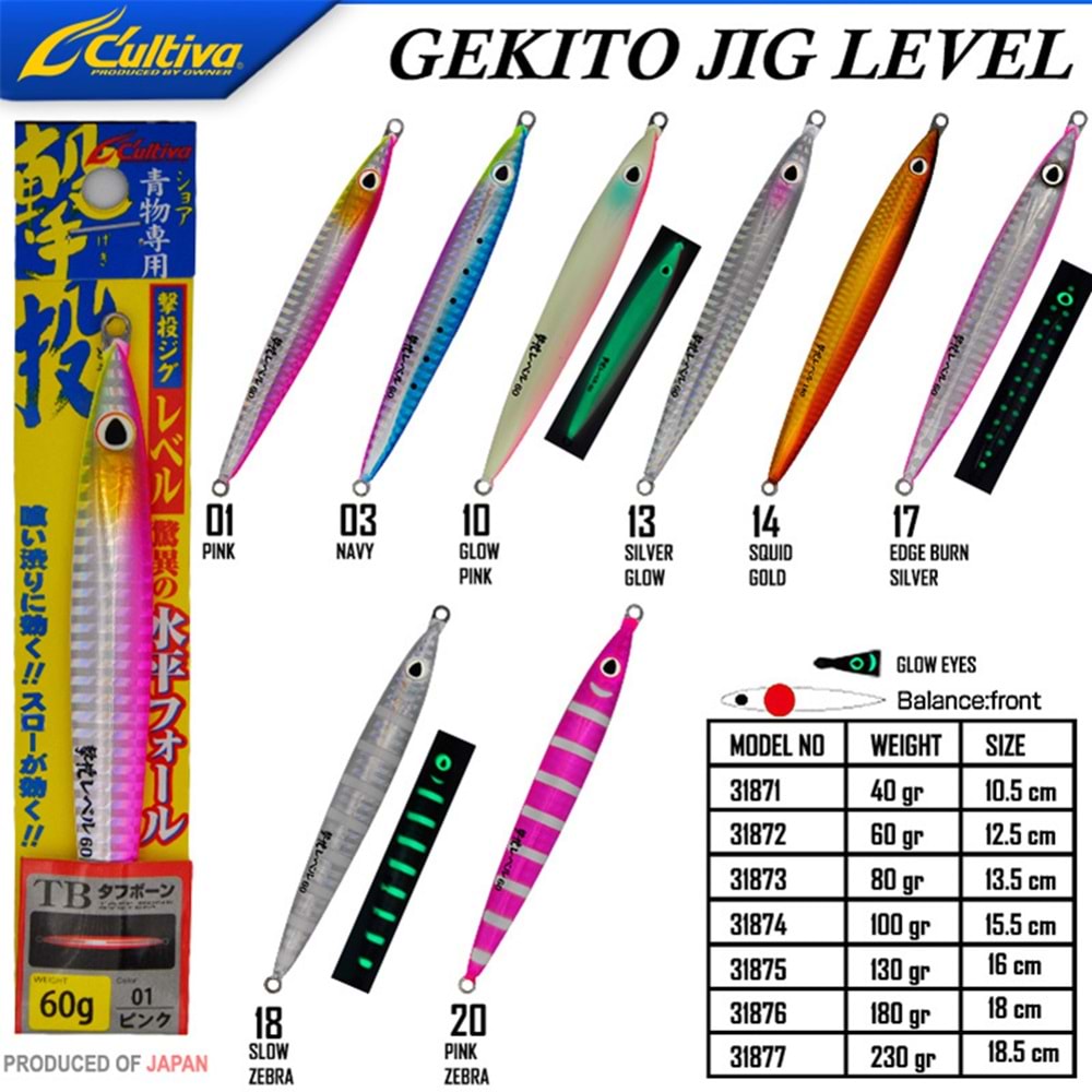 Cultiva 31876 Gekito Jig Level 180g 18.0cm