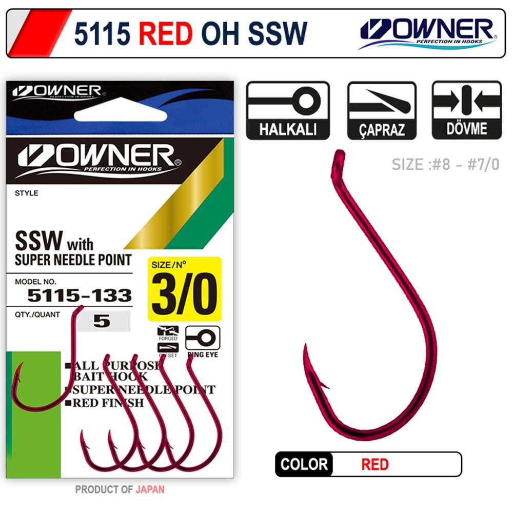 Owner 5115 Oh Ssw Red Chrome İğne