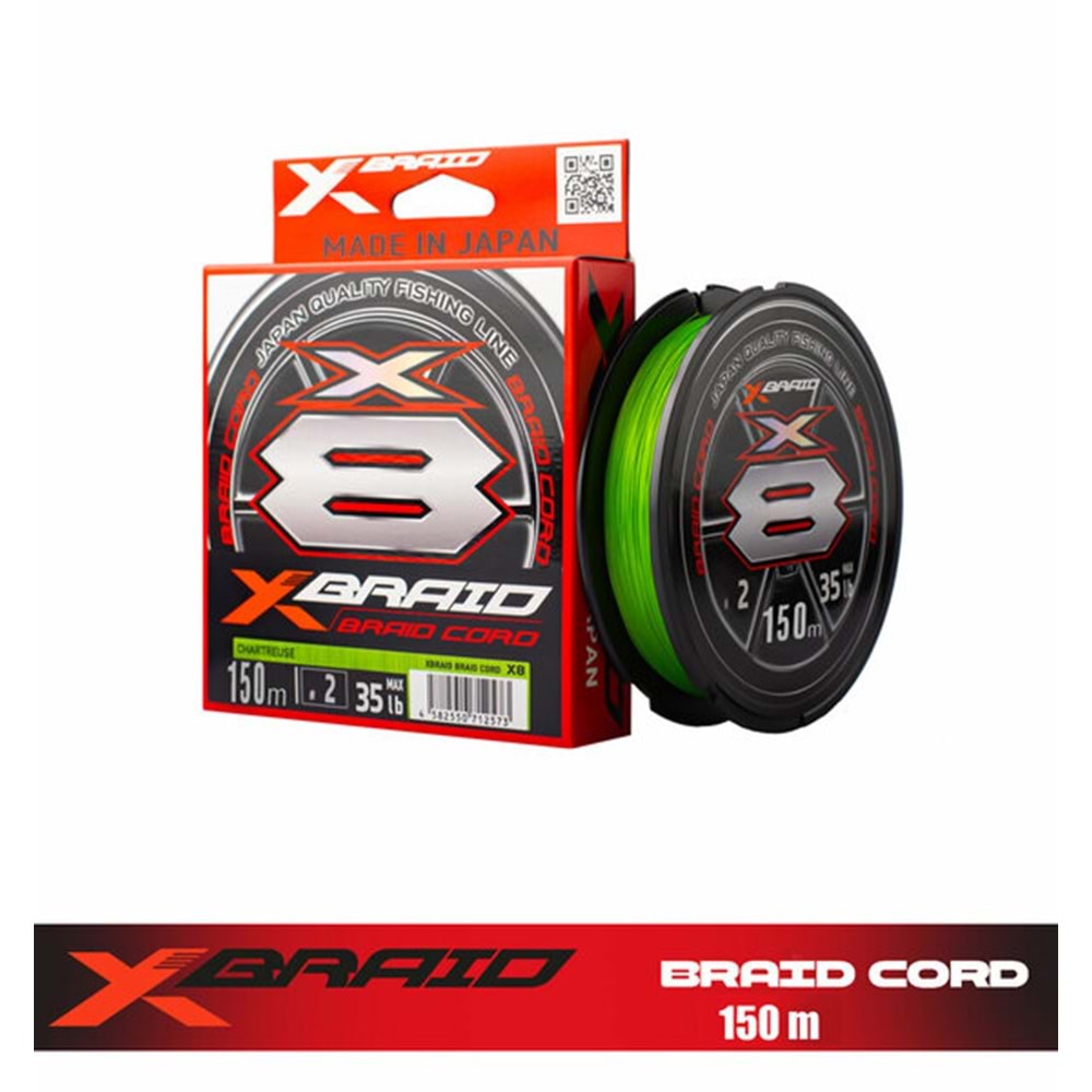 YGK X035 BRAID CORD PE X8 150M FLUO GREEN