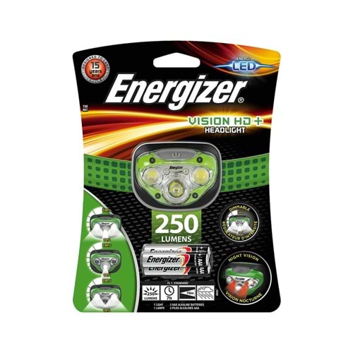 Energizer Vision Hd Plus Led Kafa Lambası 250 Lm 3xaaa Pil