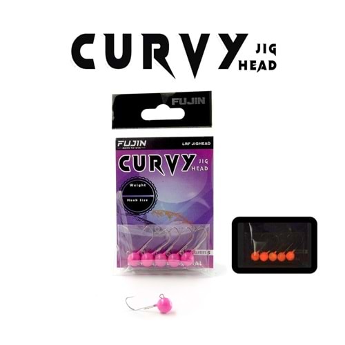 Fujin Curvy Pink Glow Jig Head 4 no 3,5 Gr