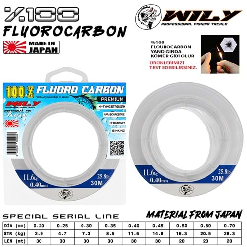 Wily Trout Fluoro Carbon Misina 30mt
