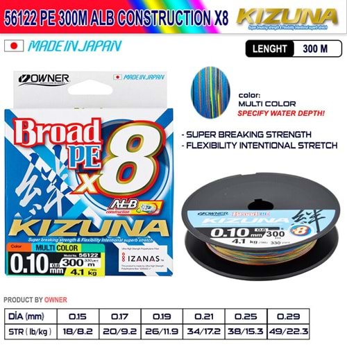 Kizuna 56122 Pe 300m Alb Construction x8 Multi Color
