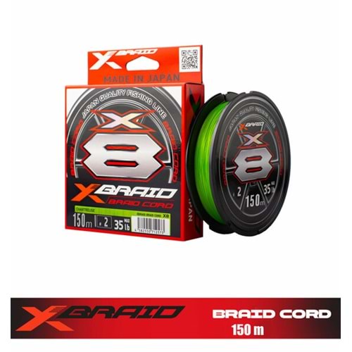 YGK X035 BRAID CORD PE X8 150M FLUO GREEN
