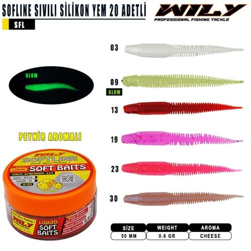 Wily Softline Sıvılı Silikon Yem 50 mm 20 Adetli