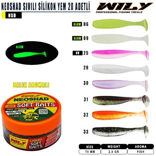 Wily Neoshad Sıvılı Silikon 70 mm 20 Adetli