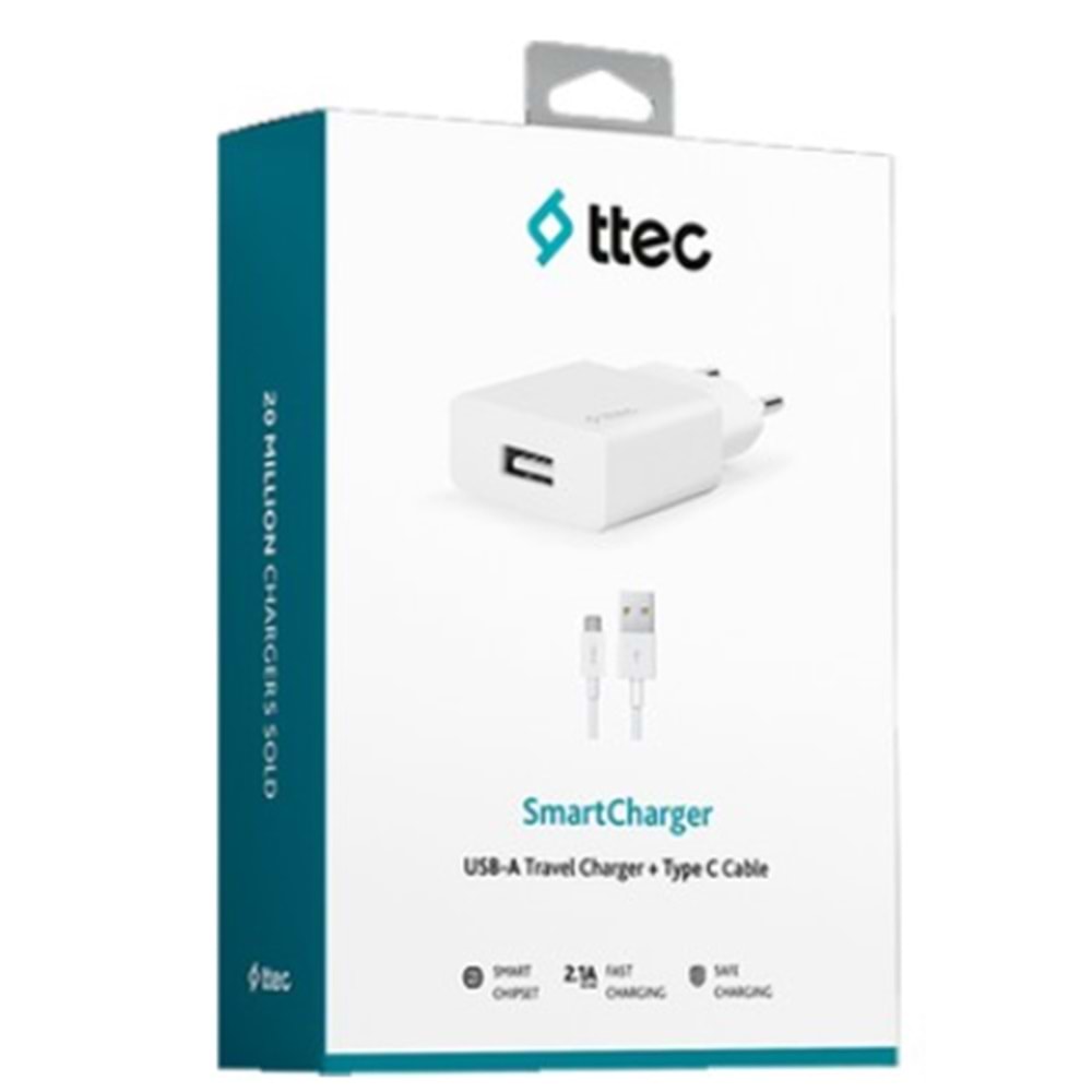 TTEC USB-A TRAVELCHARGER+TYPE-C SEYAHAT ŞARJ KABLOSU 2.1